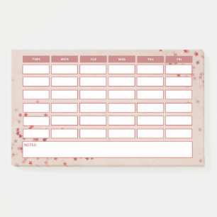 Wochenplan der Girly Pink Stars Post-it Klebezettel