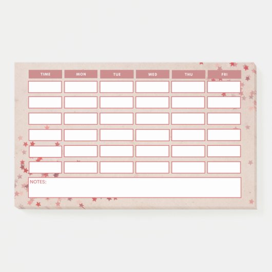 Wochenplan der Girly Pink Stars Post-it Klebezettel (Vorderseite)