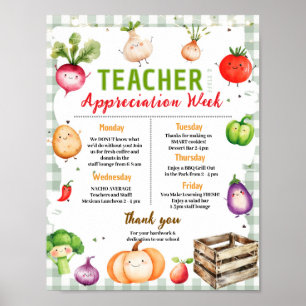Wochenplan für die Lehrererwähnungs Woche auf dem  Poster