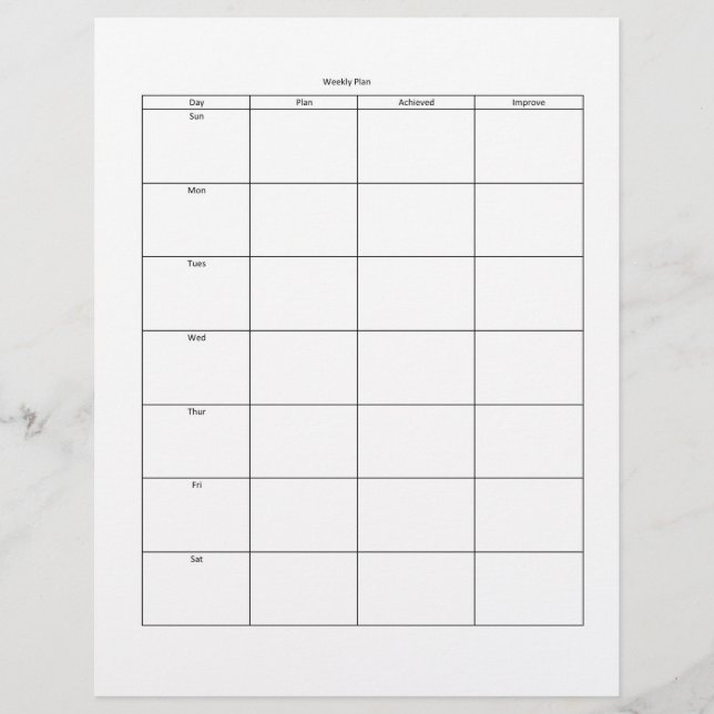 Wochenplan Letterhead Briefbogen (Vorderseite)