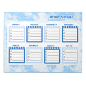 Wochenplan mit blauem Himmel Notizblock (Vorderseite)