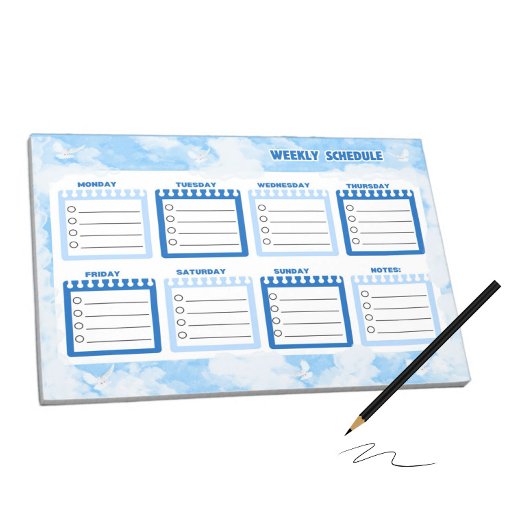 Wochenplan mit blauem Himmel Notizblock