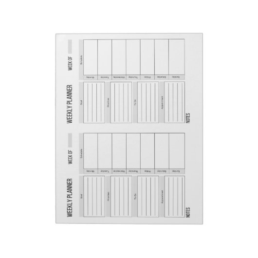 Wochenplan Notepad Notizblock (Rotiert)