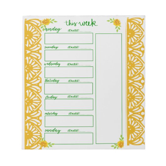 Wochenplan Notizblock (Vorderseite)