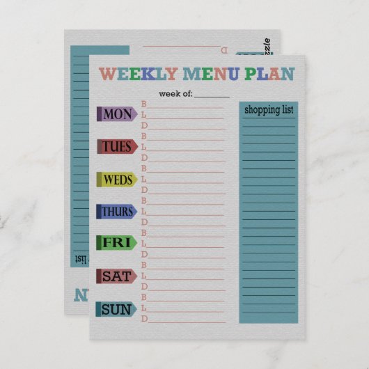 Wochenplan Postkarte (Vorne/Hinten)