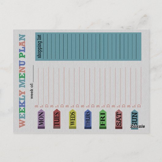 Wochenplan Postkarte (Rückseite)