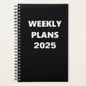 Wochenpläne 2025 Einfaches Schwarz-weißes Design Planer (Vorderseite)