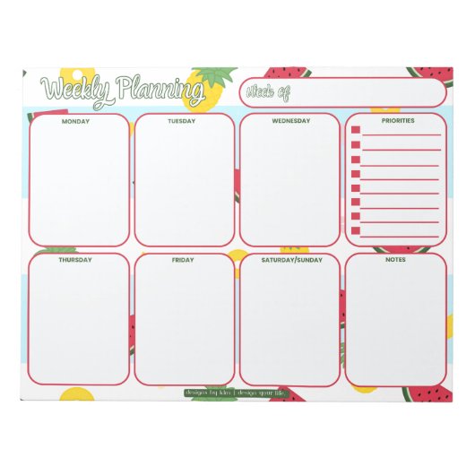 Wochenplaner | Ananas Watermelon Pattern Notizblock (Vorderseite)