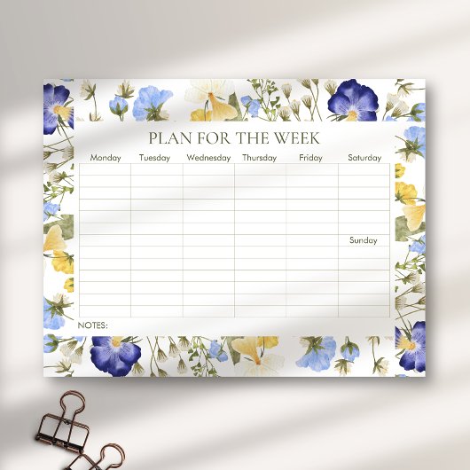 Wochenplaner, die Wildblume abreißen Notizblock