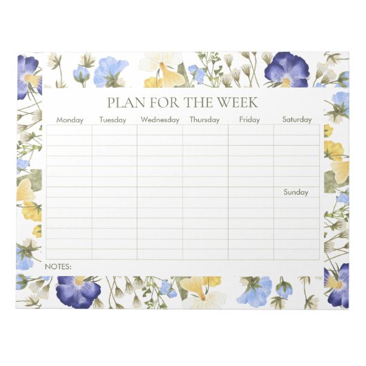 Wochenplaner, die Wildblume abreißen Notizblock (Vorderseite)