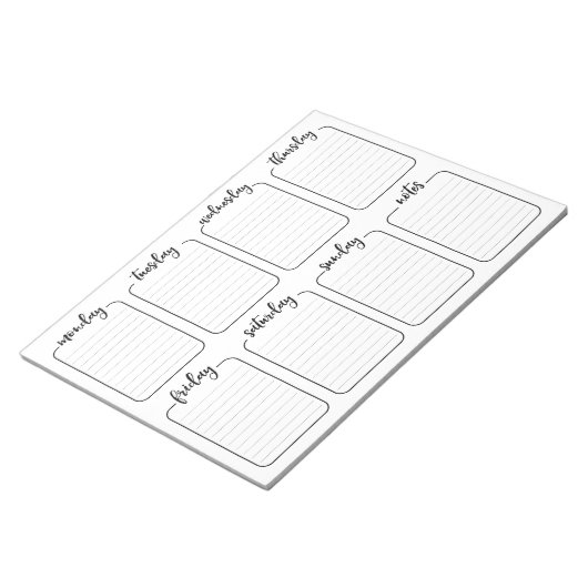 Wochenplaner Einfaches Weißes Teer Away Kalender Notizblock (angewinkelt)