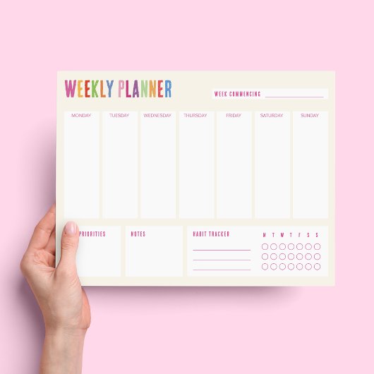 Wochenplaner Farbiger Text Notepad Notizblock