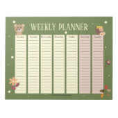 Wochenplaner für Kid Woodland mit Bear Notepad Notizblock (Vorderseite)
