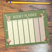 Wochenplaner für Kid Woodland mit Bear Notepad Notizblock