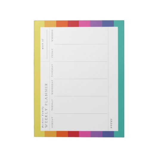 Wochenplaner für Retro Rainbow Family Notepad Notizblock (Rotiert)