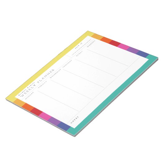 Wochenplaner für Retro Rainbow Family Notepad Notizblock (angewinkelt)