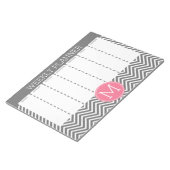 Wochenplaner Grau-Pink-Chevronen mit Monogramm Notizblock (angewinkelt)