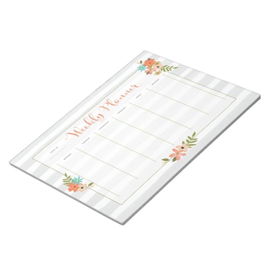 Wochenplaner Grau Stripe Notizblock (angewinkelt)