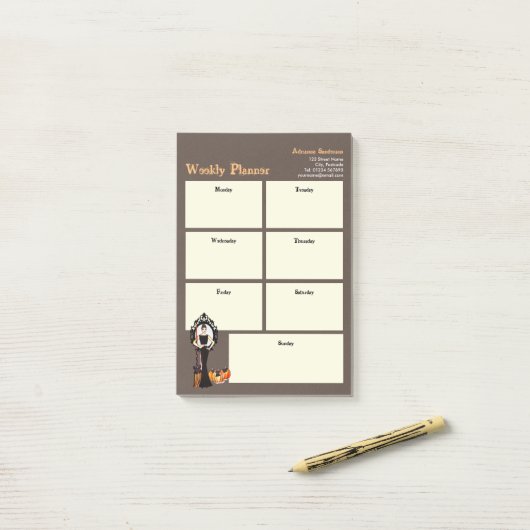 Wochenplaner Halloween Classic Hexenkleid Post-it Klebezettel (Auf Schreibtisch)