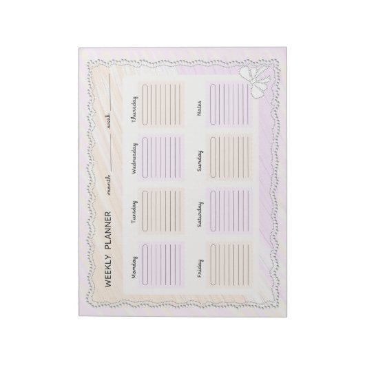 Wochenplaner in Pastellfarben Notizblock (Rotiert)