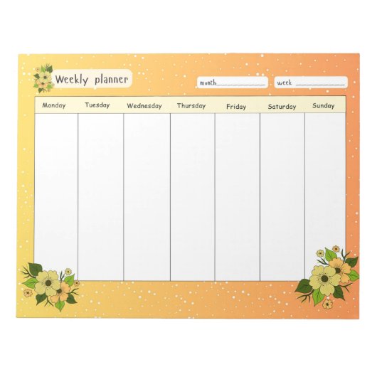 Wochenplaner mit Blume Notizblock (Vorderseite)