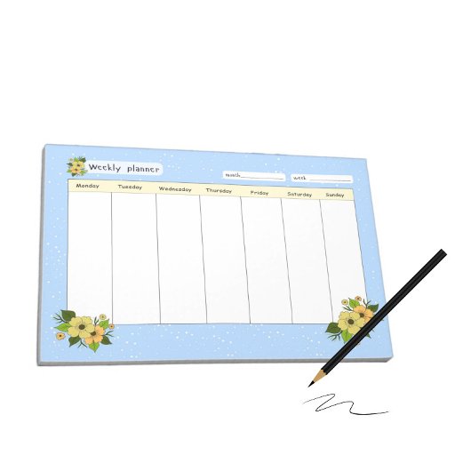 Wochenplaner mit Blume Notizblock