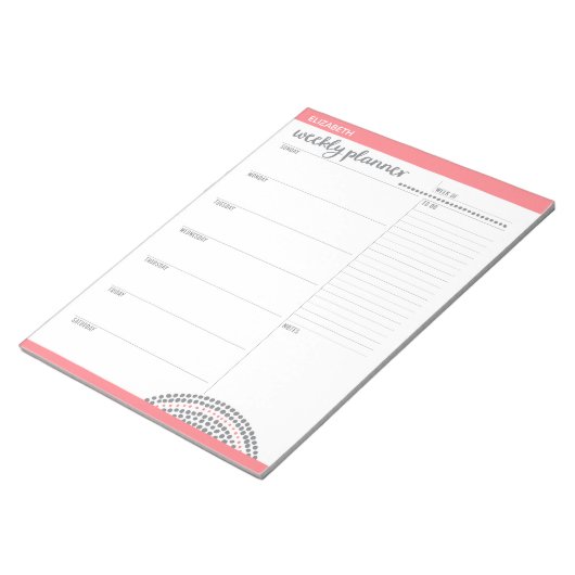 Wochenplaner mit Individuelle Name und Farbe Notizblock (angewinkelt)