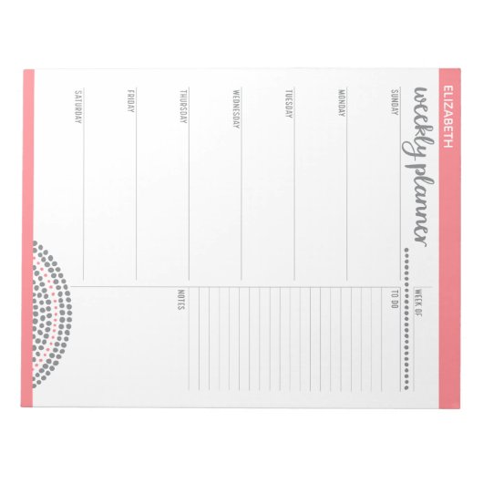 Wochenplaner mit Individuelle Name und Farbe Notizblock (Vorderseite)