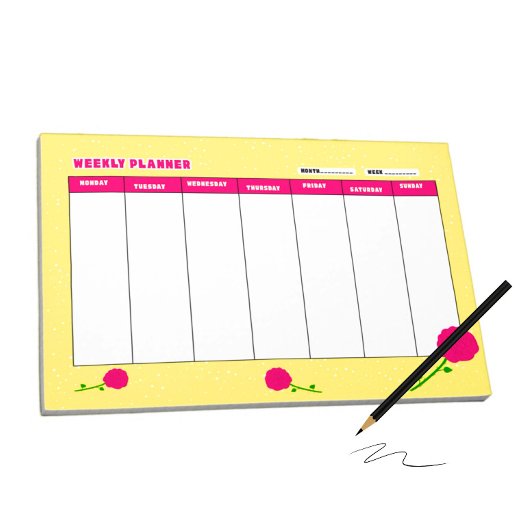 Wochenplaner mit Rose Notizblock