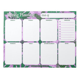 Wochenplaner Notepad | Jungle Blätter Muster Notizblock