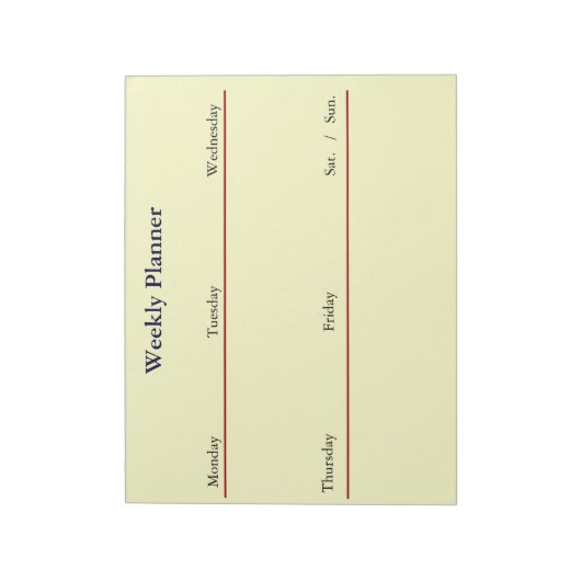 Wochenplaner Notepad (weiß) Notizblock (Rotiert)
