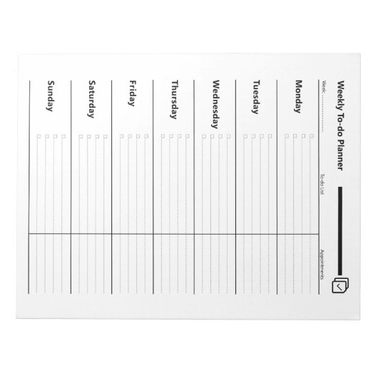 Wochenplaner Notizblock (Vorderseite)