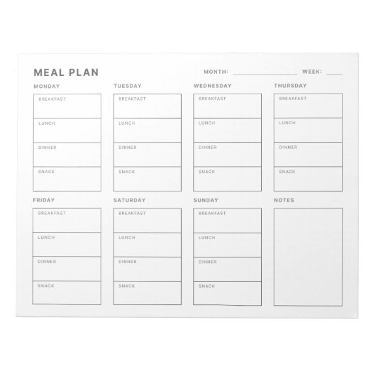 Wochenplaner Notizblock (Vorderseite)