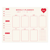 Wochenplaner Red Hearts Editor mit Name Notizblock