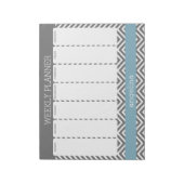Wochenplaner Robin Egg Blue und Gray Chevrons Notizblock (Rotiert)