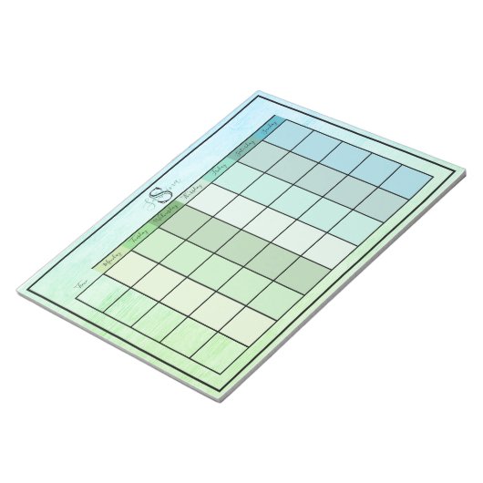 Wochenplaner Täglicher blaugrüner Farbkommentar Notizblock (angewinkelt)