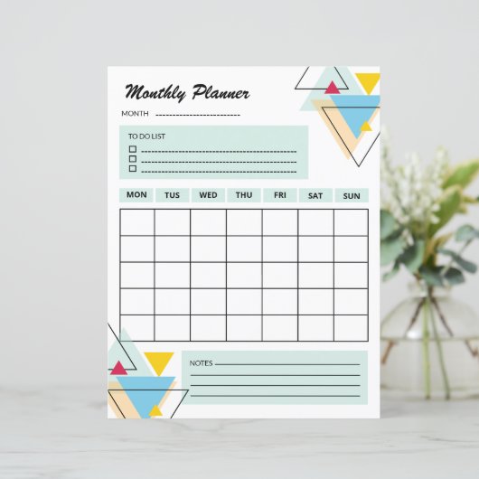 Wochenplaner | Vorlage für den monatlichen Plan (Stehend Vorderseite)