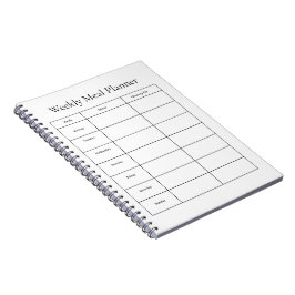 Wochenplanernotizbuch für Mahlzeiten Notizblock