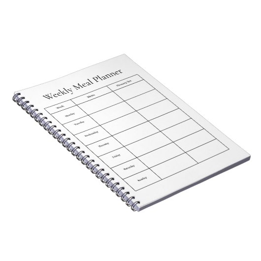 Wochenplanernotizbuch für Mahlzeiten Notizblock (Rechte Seite)