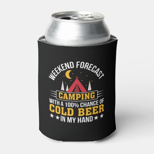 Wochenprognose Camping kaltes Bier in der Hand Dosenkühler (Kanne Vorderseite)
