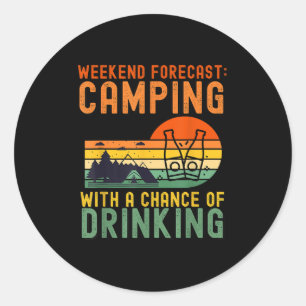 Wochenprognose Camping mit Trinkmöglichkeit Runder Aufkleber