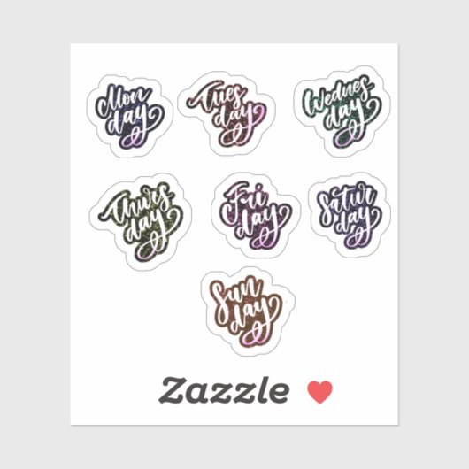Wochentage Aufkleber (Blatt)