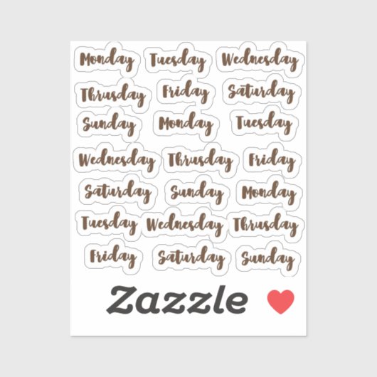 Wochentage Aufkleber (Blatt)