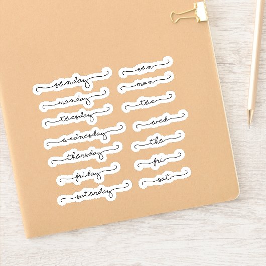 Wochentage des Planneraufklebers Aufkleber (Notizbuch)