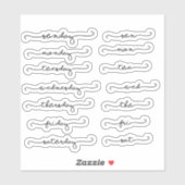 Wochentage des Planneraufklebers Aufkleber (Blatt)