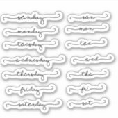 Wochentage des Planneraufklebers Aufkleber (Vorderseite)