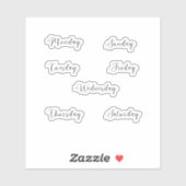 Wochentage-Sticker-Curvy Aufkleber (Blatt)