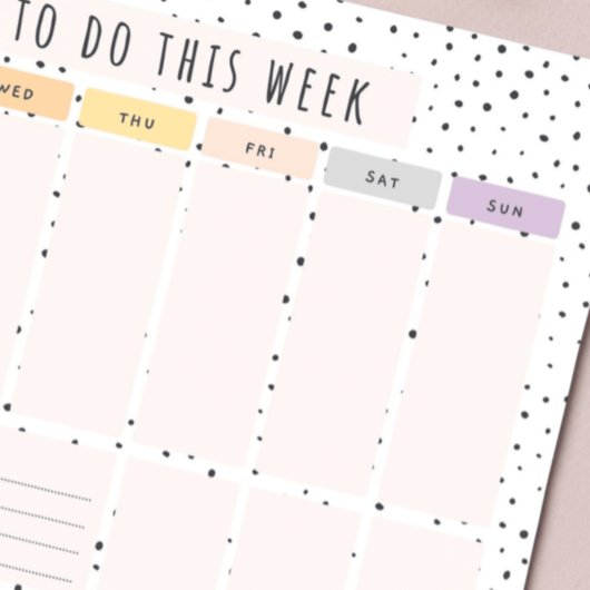 Wöchentlich zu erledigende Liste Notizblock