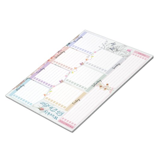 Wöchentlich zu tun, Blume Schmetterling Thema aufl Notizblock (angewinkelt)