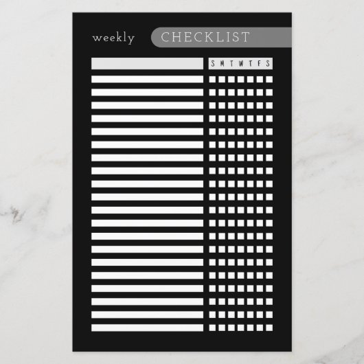 wöchentliche Checkliste Schwarz-weiß (Vorderseite)